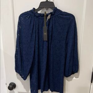 W5 Women's Navy Blue Lace Top new with tags